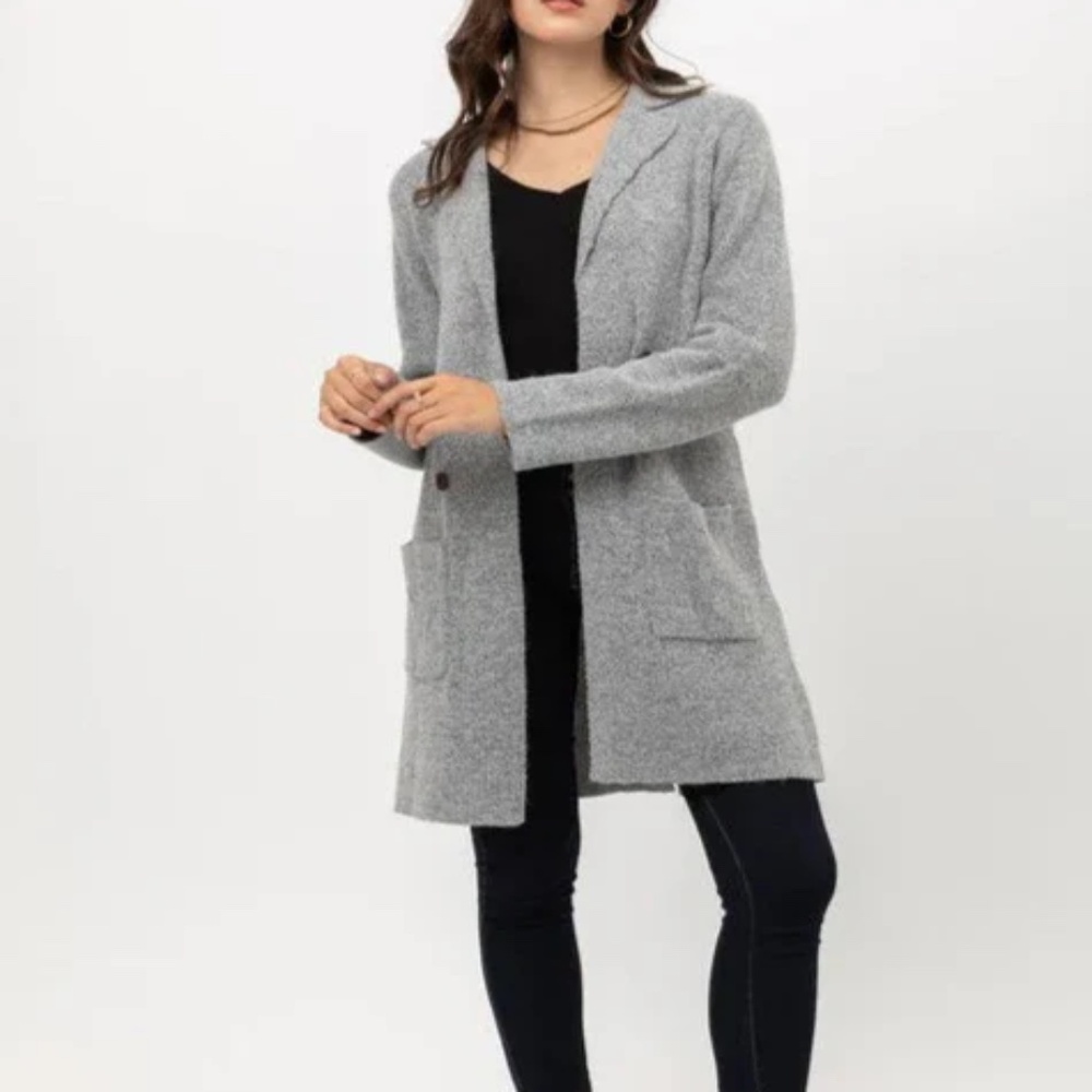 NWT Soft Gray Knit Long Cardigan Sweater Coat